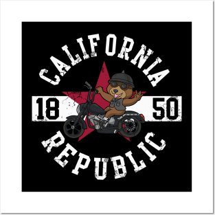 California Republic 1850 Biker Bear Motorcycle Posters and Art